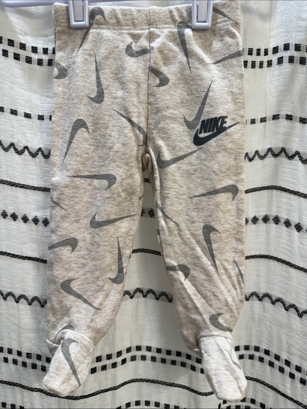 Nike Beige & Gray Swoosh Footed Joggers